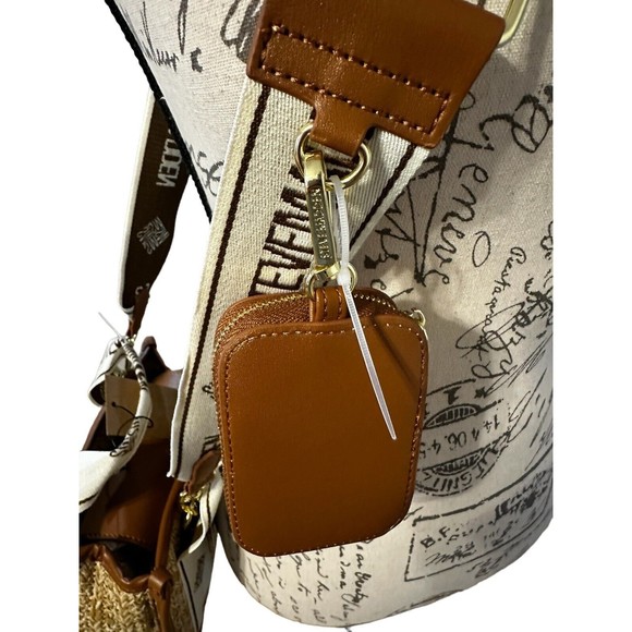 Steve Madden Cognac BWEBBER Straw Satchel Hand Bag Tik Tok Crossbody Bag NWT - Picture 7 of 16